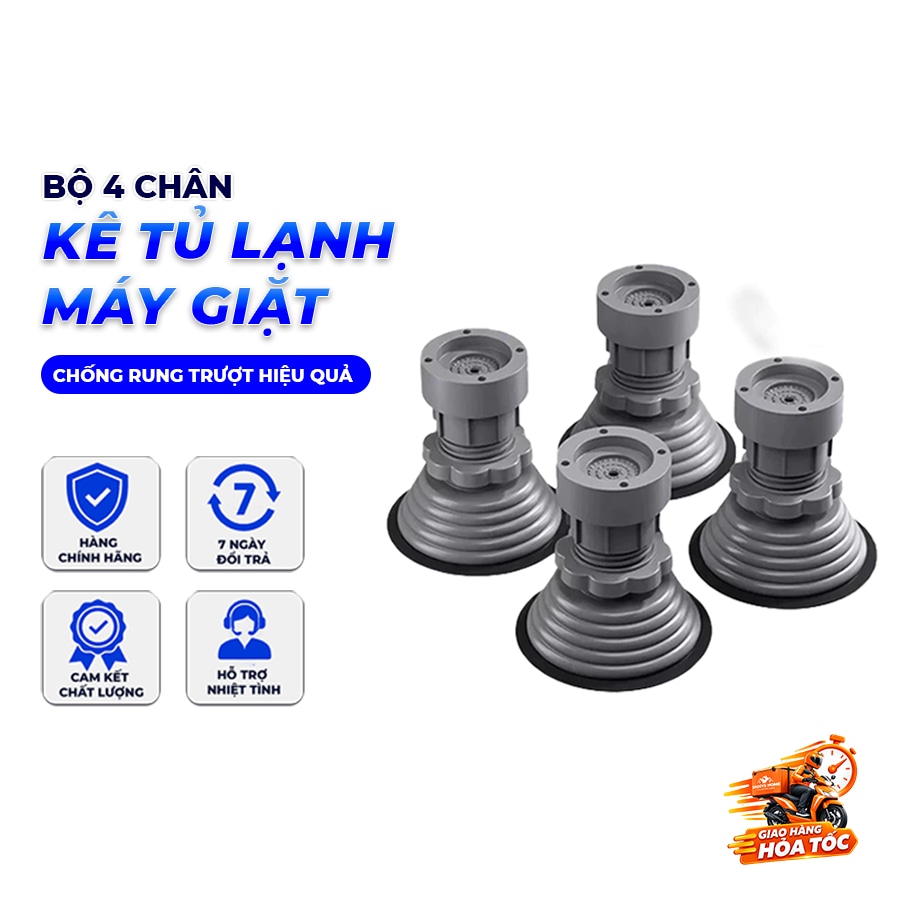 Bộ Chân Kê Máy Giặt Tủ Lạnh Chống Rung, Chống Trượt, Điều Chỉnh Độ Cao, Loại 1 Siêu Bền