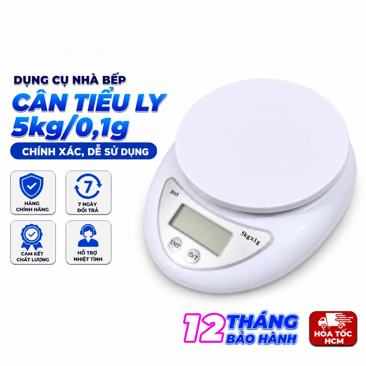 Cân Tiểu Ly 5kg, Cân Điện Tử Mini Chính Xác Cho Nhà Bếp