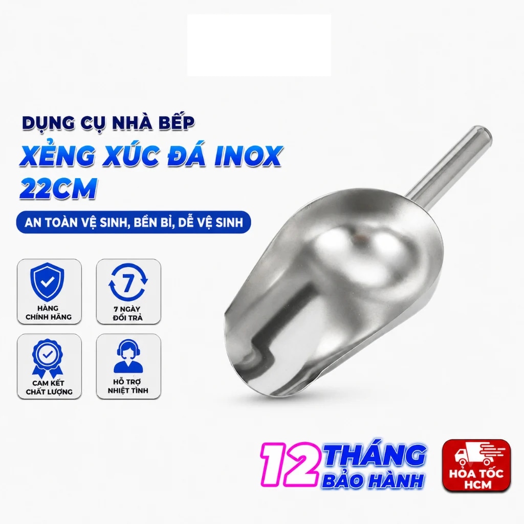 Xẻng Xúc Đá Inox 22cm, Loại 1