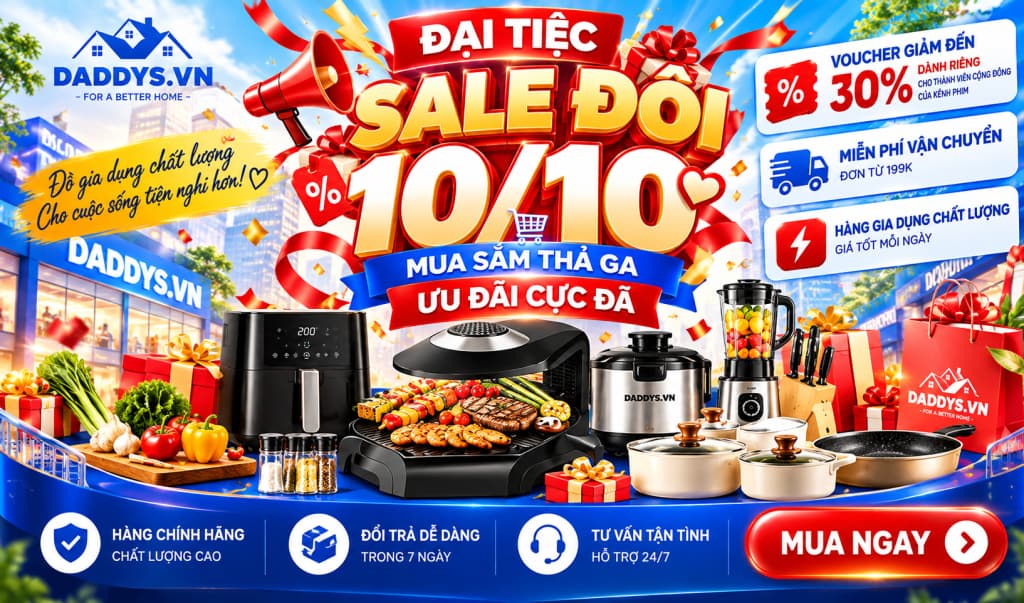 ĐẠI TIỆC SALE ĐÔI 10/10 – DADDY’S HOME TUNG ƯU ĐÃI KHỦNG, MUA SẮM THẢ GA!